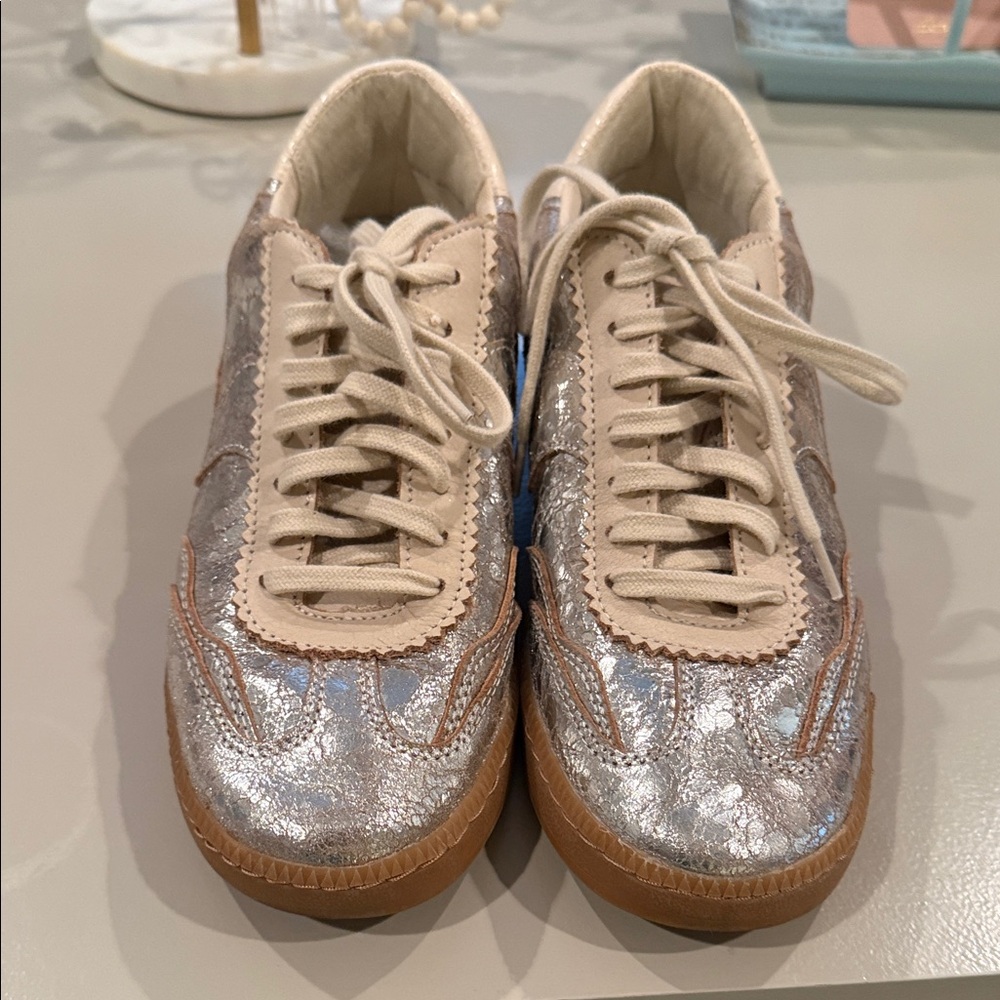 Dolce Vita Silver and Tan Sneakers